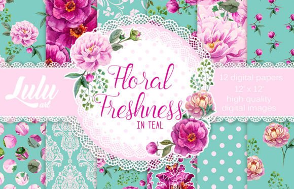 Download Floral Freshness in Teal - Freshness Collection