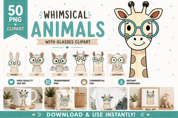 Download 50 Whimsical Cartoon Animal with Glasses - Cartoon animal Collection