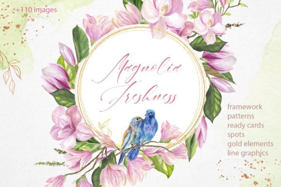 Download Watercolor Magnolia Freshness Big Set - Freshness Collection
