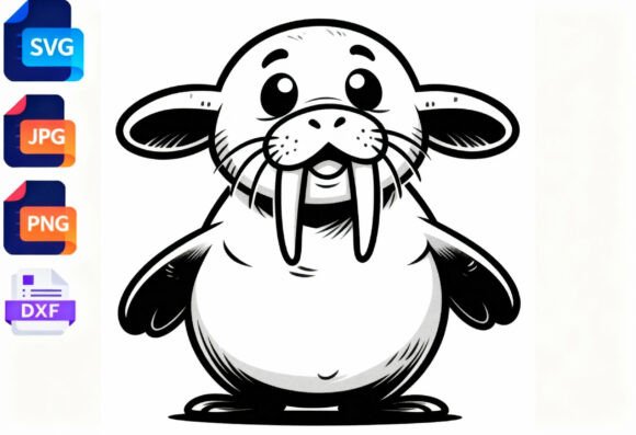 Download Cute Walrus Cartoon Animal SVG DXF PNG - Cartoon animal Collection